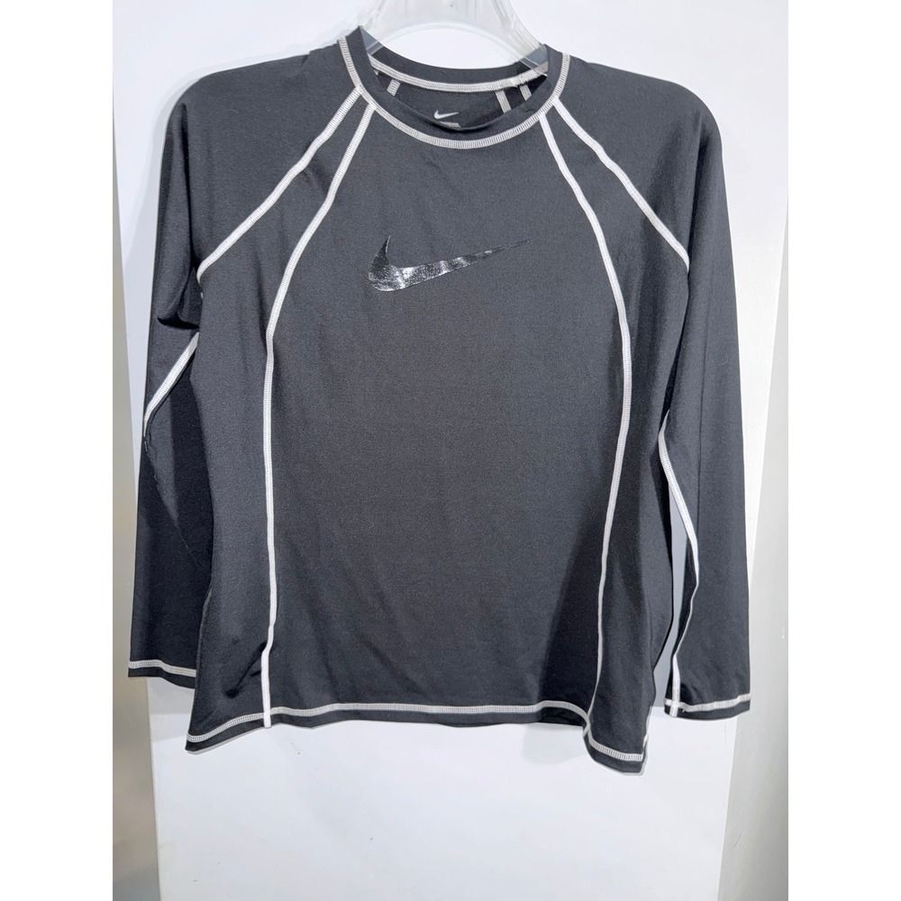 Nike women's‎ black with white contrast performance compression long sleeve XLg